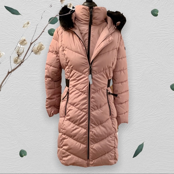Fawn Hooded Puffer Coat Detachable 